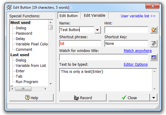 Shortcut Phrase 1